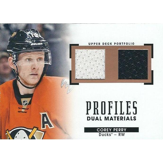 2015-16 Upper Deck Portfolio Corey Perry Profiles Dual Materials Jersey BB ANA