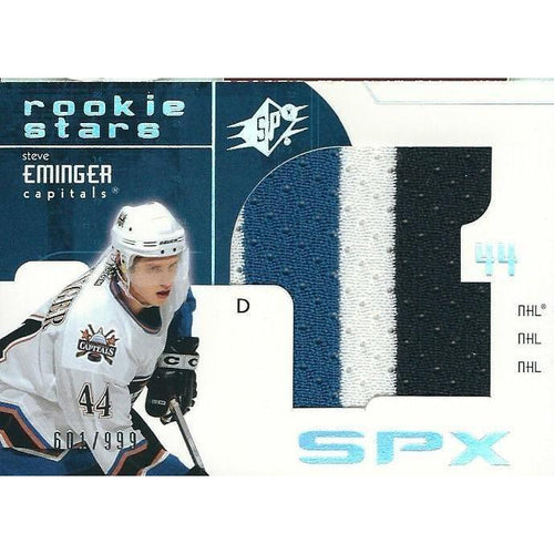 2002-03 Upper Deck SPx Steve Eminger Rookie Stars Jersey /999 BB WSH