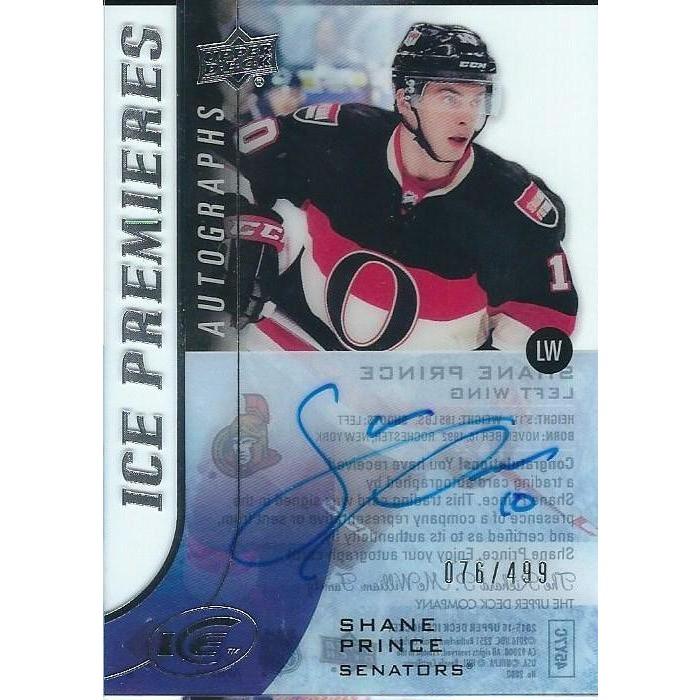 2015-16 Upper Deck Ice Shane Prince Ice Premieres Rookie Autograph /499 BB OTT