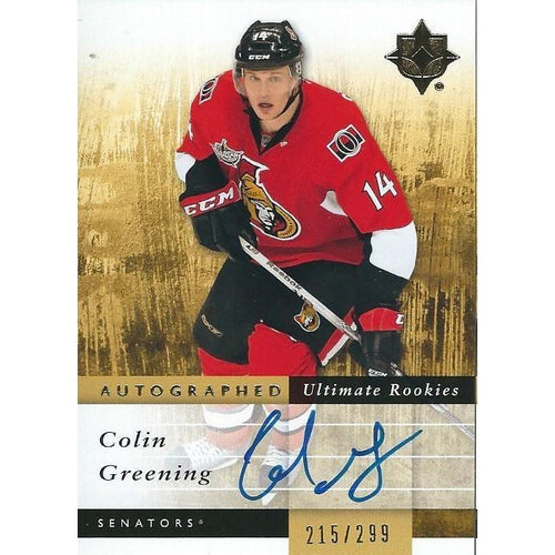 2011-12 Upper Deck Ultimate Collection Colin Greening Rookie Autograph /299 BB OTT