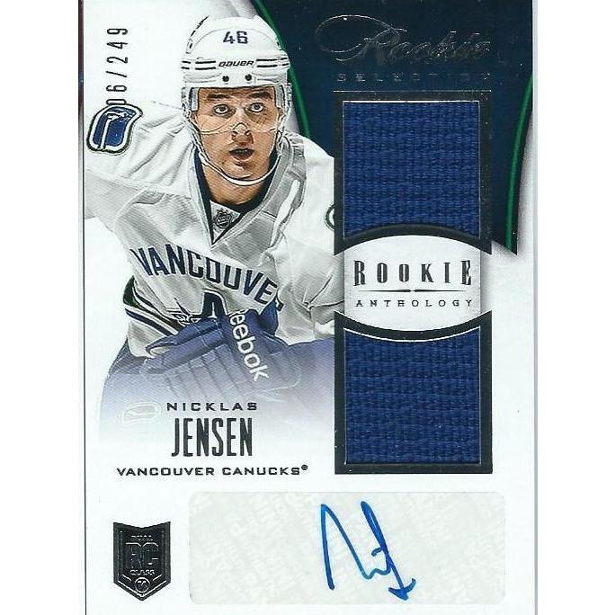 2013-14 Panini Rookie Anthology Nicklas Jensen Rookie Selections Jersey Autograph /249 BB VAN