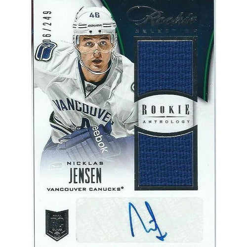 2013-14 Panini Rookie Anthology Nicklas Jensen Rookie Selections Jersey Autograph /249 BB VAN