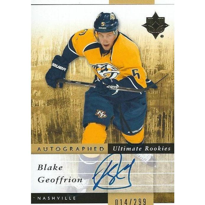 2011-12 Upper Deck Ultimate Collection Blake Geoffrion Rookie Autograph /299 BB NSH