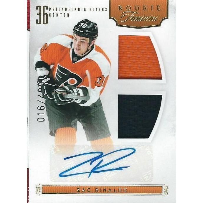 2011-12 Panini Rookie Anthology Zac Rinaldo Rookie Treasures Jersey Autograph /499 BB PHI