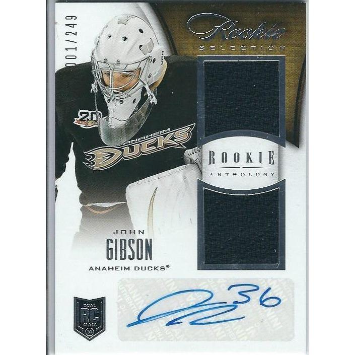 2013-14 Panini Rookie Anthology John Gibson Rookie Selections Jersey Autograph /249 ANA