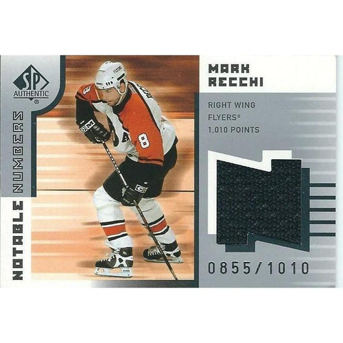 2001-02 SP Authentic Mark Recchi Notable Numbers Jersey /1010 BB PHI