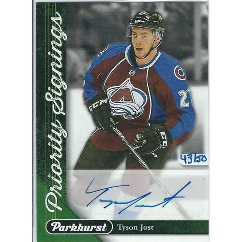 2017-18 Upper Deck Tyson Jost Parkhurst Priority Signings Rookie Autograph /50 COL