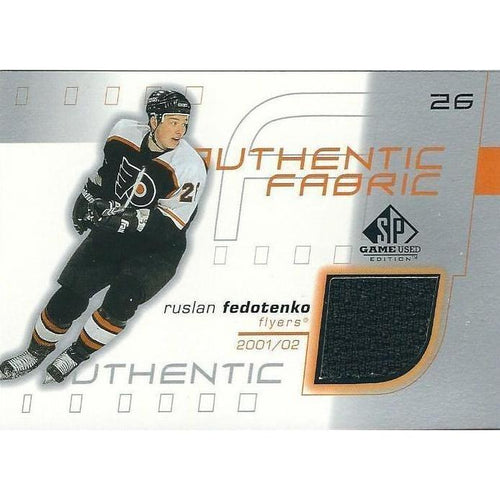 2001-02 SPGU SP Game Used Ruslan Fedotenko Authentic Fabrics Jersey BB PHI