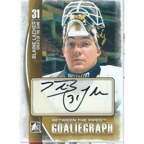 2013-14 ITG Between The Pipes Blaine Lacher Greats of the Game Autograph BB BOS