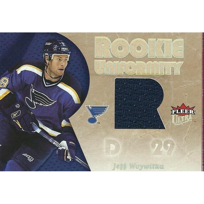 2005-06 Upper Deck Fleer Ultra Jeff Woywitka Rookie Uniformity Jersey BB STL