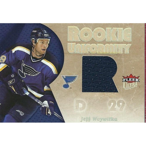 2005-06 Upper Deck Fleer Ultra Jeff Woywitka Rookie Uniformity Jersey BB STL