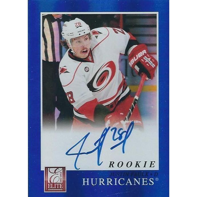 2011-12 Panini Donruss Elite Justin Faulk Rookie Autograph Blue CAR