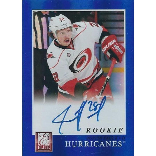 2011-12 Panini Donruss Elite Justin Faulk Rookie Autograph Blue CAR