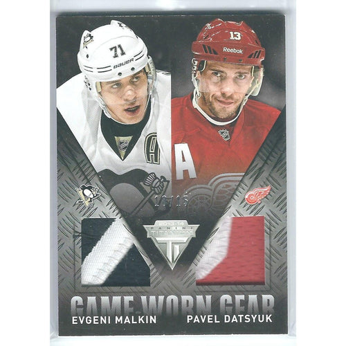 2013-14 Panini Titanium Game Worn Gear Evgeni Malkin / Pavel Datsyuk Dual Patch /15 PIT DET