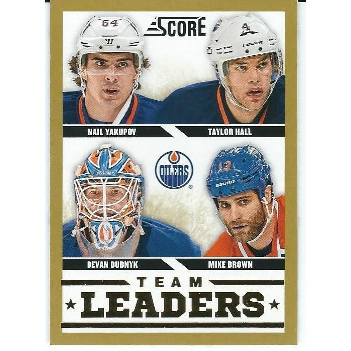 2013-14 Panini Sore Nail Yakupov Taylor Hall Devan Dubnyk Mike Brown Team Leaders Gold Parallel EDM