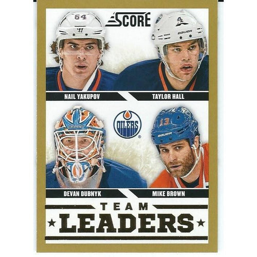 2013-14 Panini Sore Nail Yakupov Taylor Hall Devan Dubnyk Mike Brown Team Leaders Gold Parallel EDM