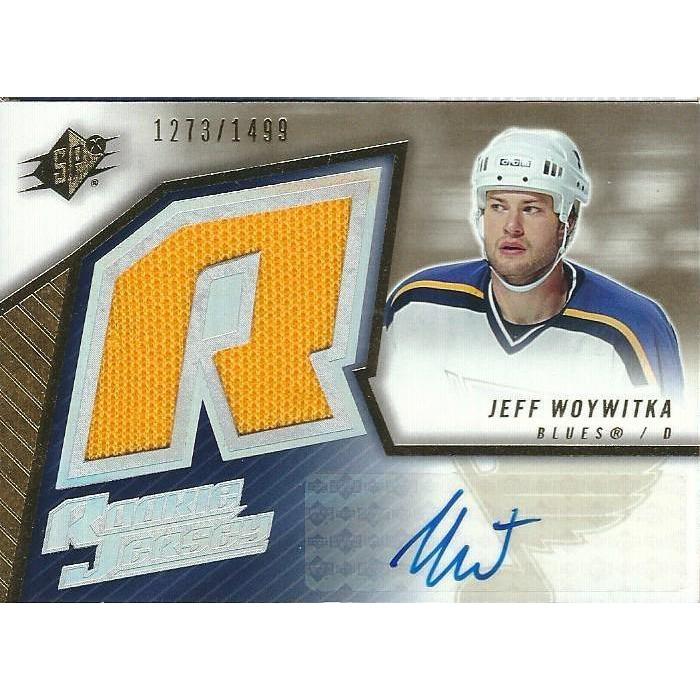 2005-06 Upper Deck SPx Jeff Woywitka Rookie Jersey Autograph /1499 #157 BB STL