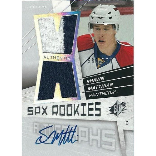 2008-09 Upper Deck SPx Shawn Matthias Rookie Jersey Autograph /999 BB FLA
