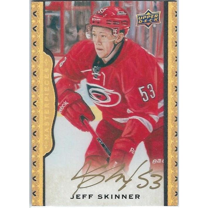 2014-15 Upper Deck Masterpieces Jeff Skinner Black Leather Framed Autograph Gold /15 CAR