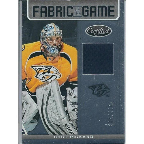 2012-13 Panini Certified Chet Pickard Fabric of the Game Jersey /299 BB NSH