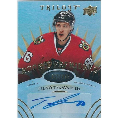 2014-15 Upper Deck Trilogy Teuvo Teravainen Rookie Premieres Autograph Level 2 /399 CHI