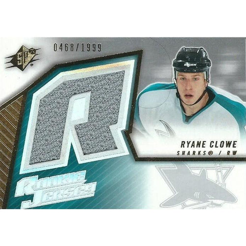 2005-06 Upper Deck SPx Ryane Clowe Rookie Jersey /1999 #150 BB SJS
