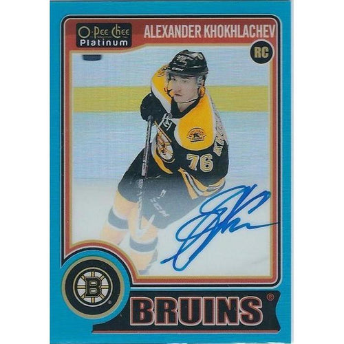 2014-15 OPC O-Pee-Chee Platinum Alexander Khokhlachev Blue Rainbow Rookie Autograph /25 BOS