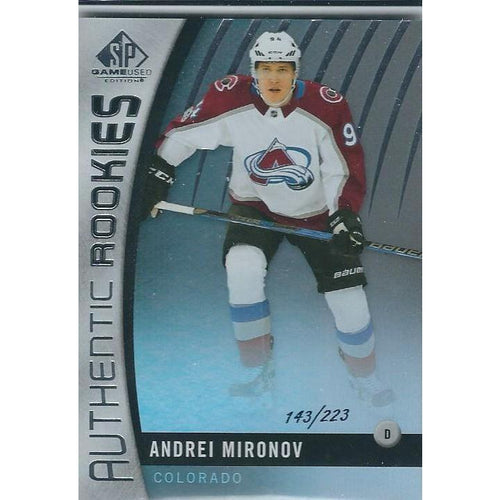 2017-18 SPGU SP Game Used Andrei Mironov Authentic Rookies Silver Parallel /223 COL
