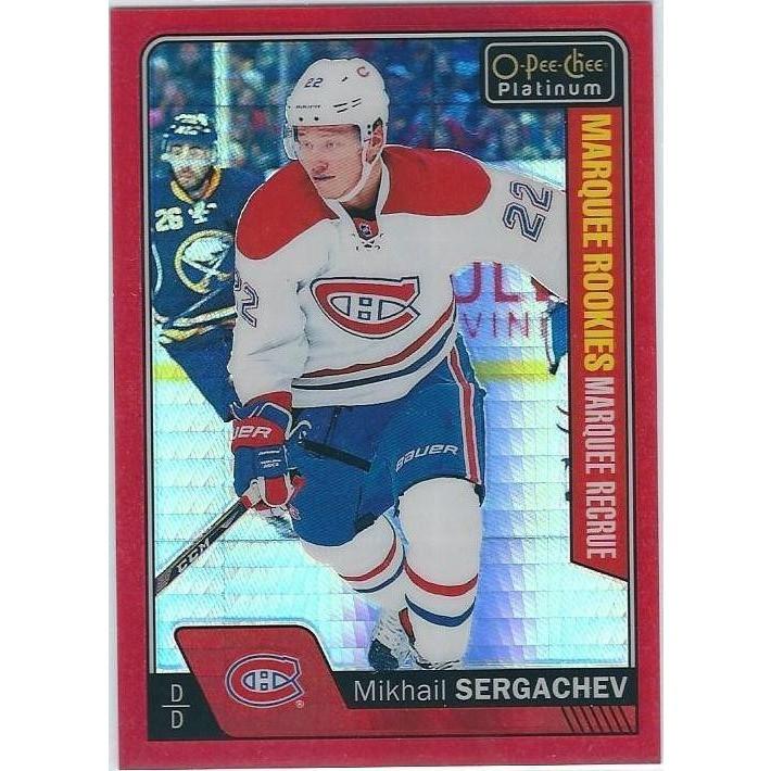 2016-17 OPC O-Pee-Chee Platinum Mikhail Sergachev Marquee Rookie Red Prism /199 MTL