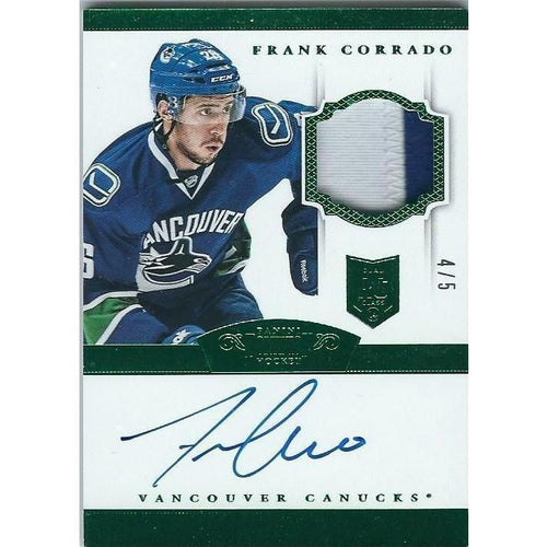 2013-14 Panini Dominion Frank Corrado Rookie Patch Autograph RPA Emerald Green /5 VAN