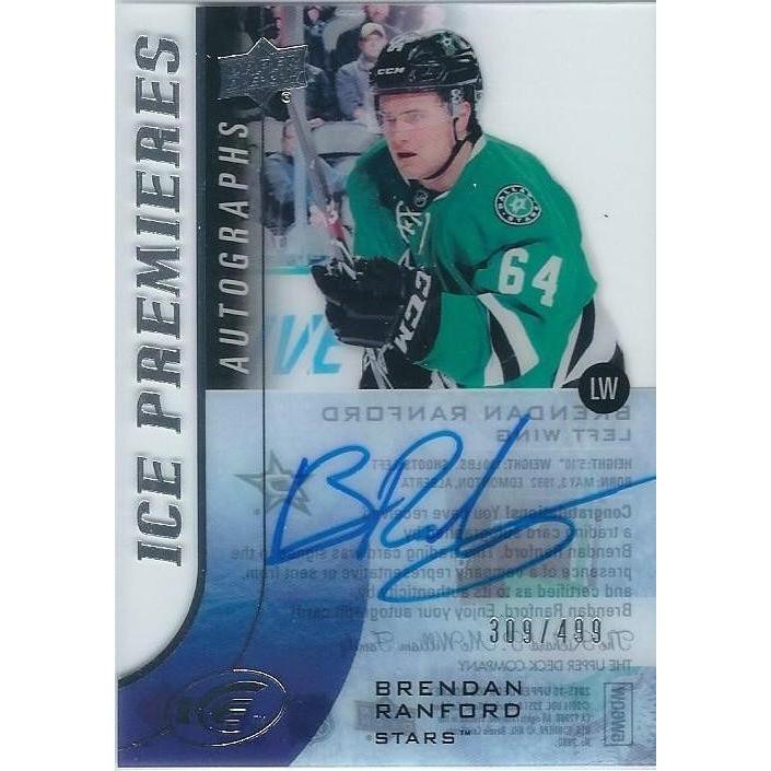 2015-16 Upper Deck Ice Brendan Ranford Ice Premieres Rookie Autograph /499 BB DAL