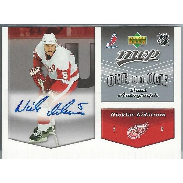 2006-07 Upper Deck MVP Nicklas Lidstrom / Henrik Zetterberg One on One Dual Autograph SSP DET