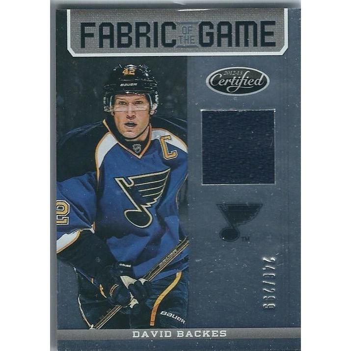 2012-13 Panini Certified David Backes Fabric of the Game Jersey /299 BB STL