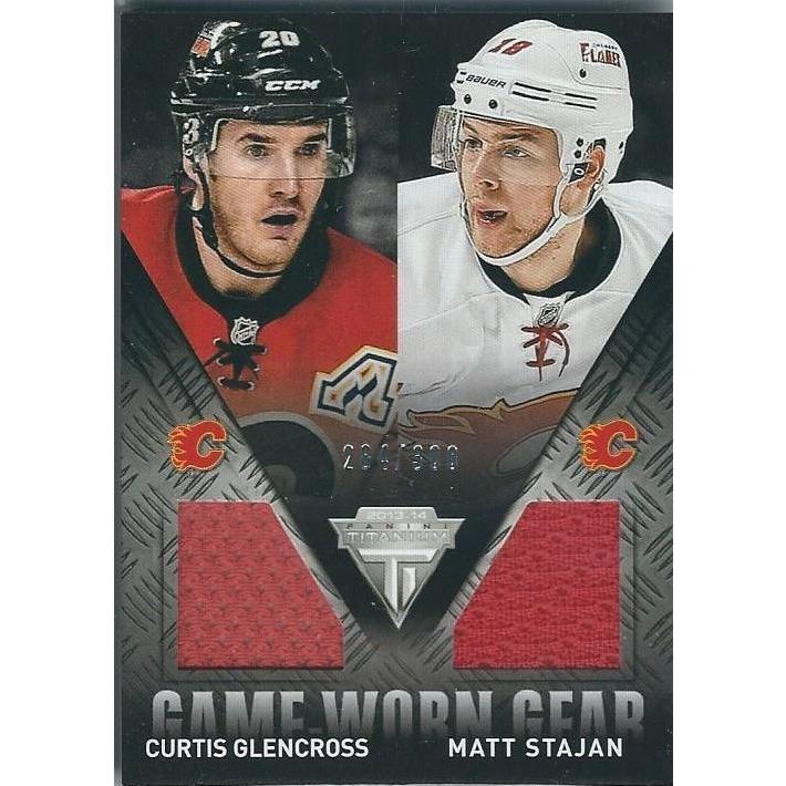2013-14 Panini Titanium Curtis Glencross Matt Stajan Game Worn Gear Jersey /399 BB CGY