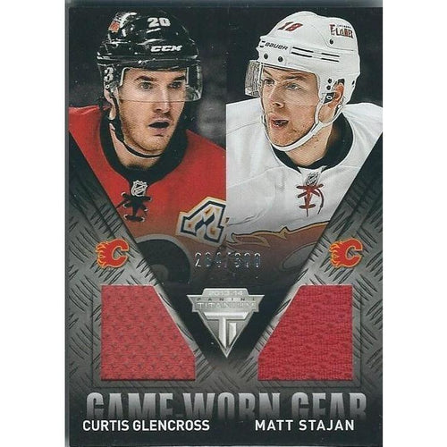 2013-14 Panini Titanium Curtis Glencross Matt Stajan Game Worn Gear Jersey /399 BB CGY