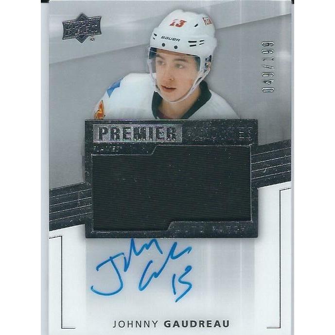 2014-15 Upper Deck Premier Johnny Gaudreau RPA Rookie Patch Autograph /199 CGY BV $200