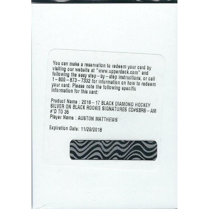 2016-17 Upper Deck Black Diamond Auston Matthews Silver on Black Rookie Autograph Redemption /35 TOR