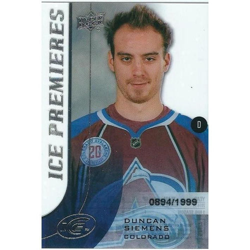 2015-16 Upper Deck Ice Duncan Siemens Ice Premieres Rookie /1999 #106 COL