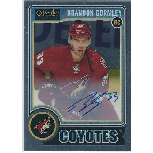 2014-15 OPC O-Pee-Chee Platinum Brandon Gormley Rookie Autograph SP Photo Variation BB ARI