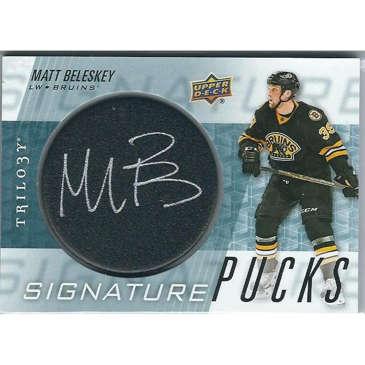 2016-17 Upper Deck Trilogy Matt Beleskey Signature Pucks Autograph BOS