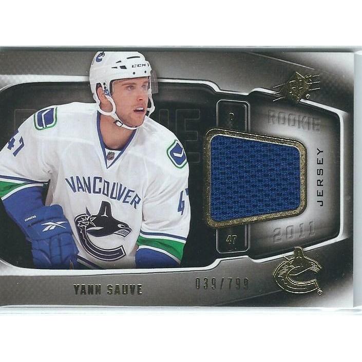 2011-12 Upper Deck SPx Yann Sauve Rookie Jersey /799 BB VAN