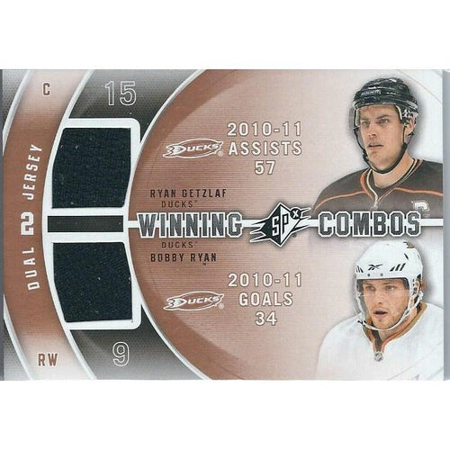 2011-12 Upper Deck SPx Ryan Getzlaf Bobby Ryan Winning Combos Jersey BB ANA