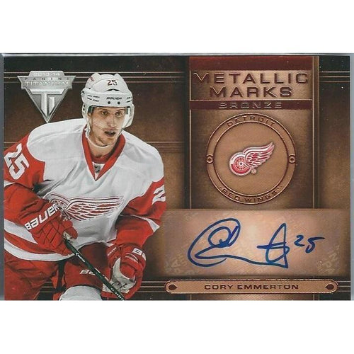 2013-14 Panini Titanium Cory Emmerton Metallic Marks Autograph BB DET