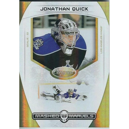 2011-12 Panini Certified Jonathan Quick Masked Marvels Gold Mirror /25 LAK