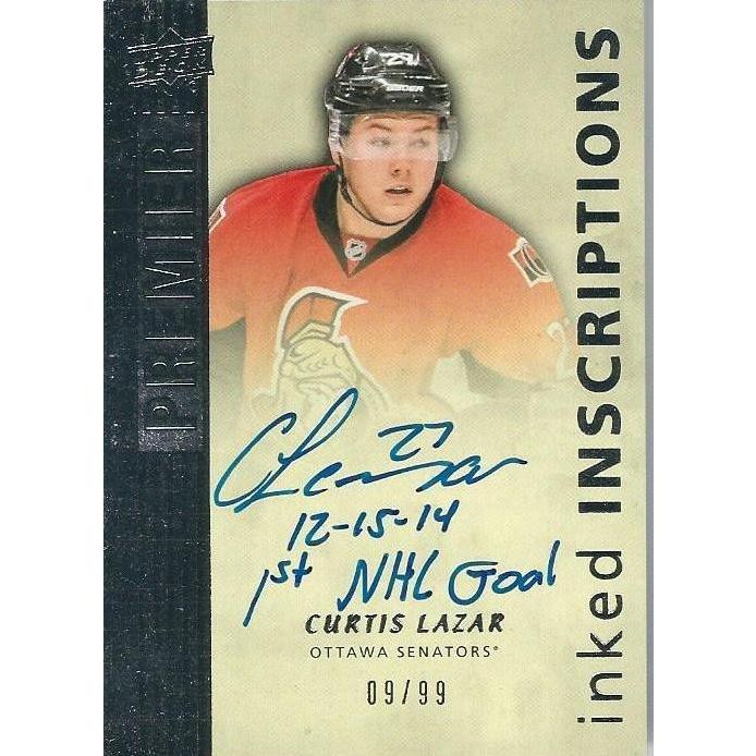 2014-15 Upper Deck Premier Curtis Lazar Inked Inscriptions Rookie Autograph /99 OTT