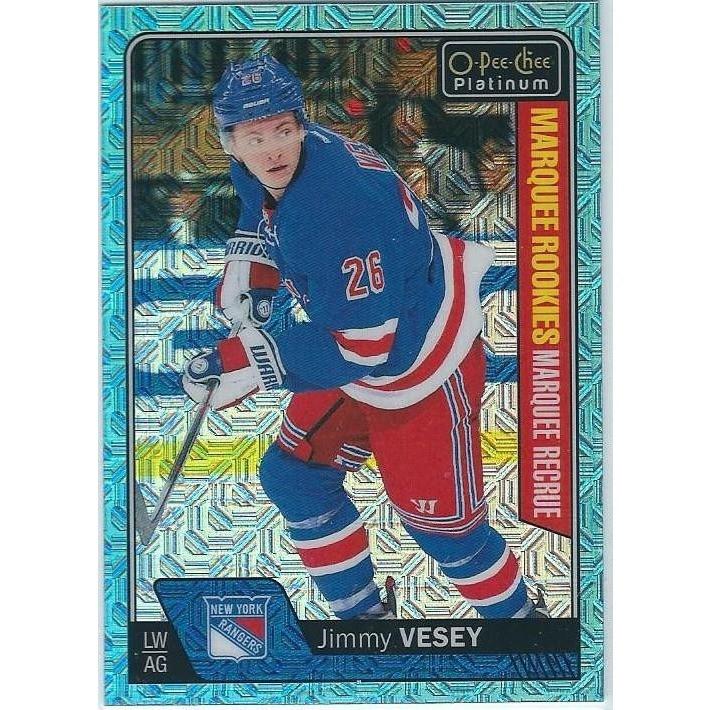 2016-17 OPC O-Pee-Chee Platinum Jimmy Vesey Ice Blue Traxx Rookie Parallel #190 NYR