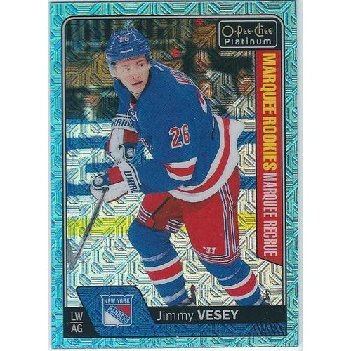 2016-17 OPC O-Pee-Chee Platinum Jimmy Vesey Ice Blue Traxx Rookie Parallel #190 NYR
