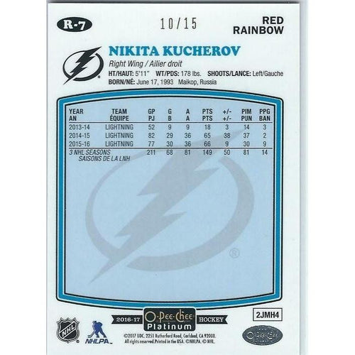 2016-17 OPC O-Pee-Chee Platinum Nikita Kucherov Red Rainbow Retro /15 TBL