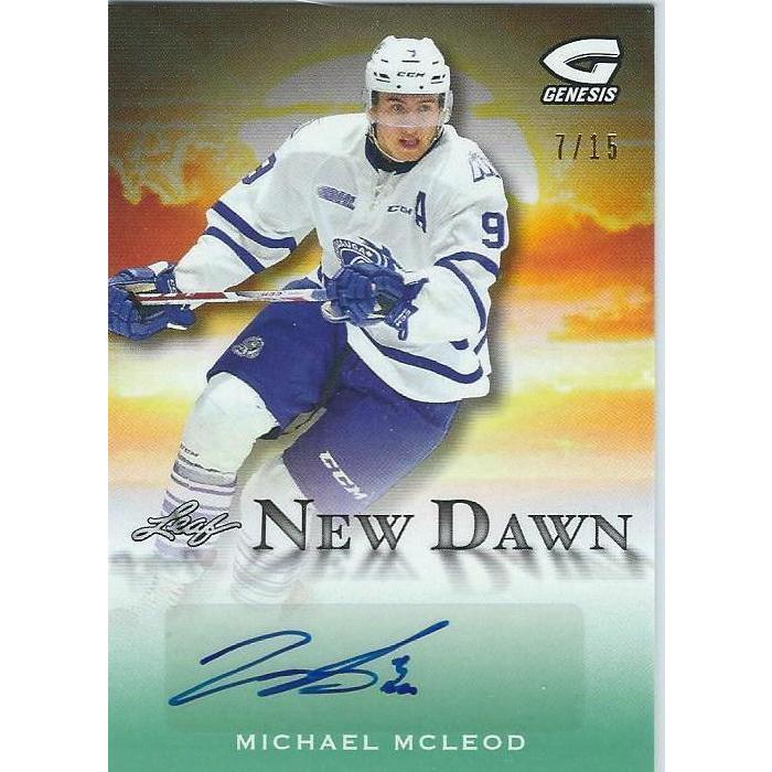 2015-16 Leaf Genesis Michael McLeod New Dawn Emerald Green Autograph /15 NJD