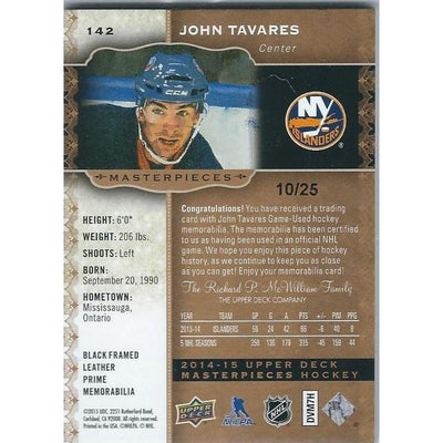 2014-15 Upper Deck Masterpieces John Tavares Black Cloth Patch /25 NYI